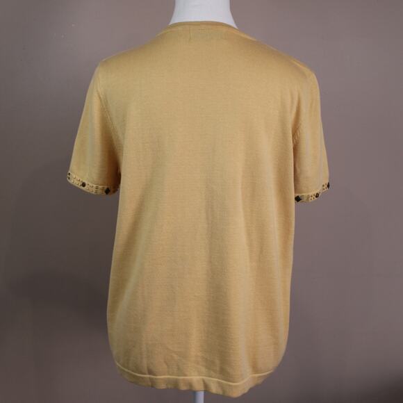 VTG Alfred Dunner Maize Short Sleeve Bead Embroidered Sweater Sz S - Picture 3 of 7